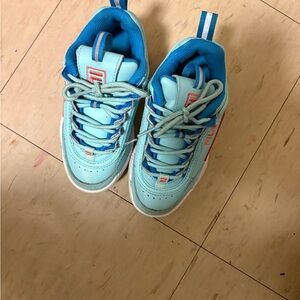 Fila Kids' Teal and Sky Blue Sneakers